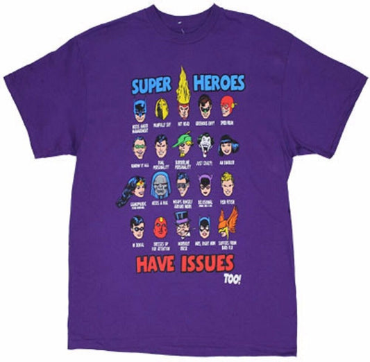 Super Heroes Have Issues Too DC Comics Adult T-Shirt - MEGA POP COMICS 