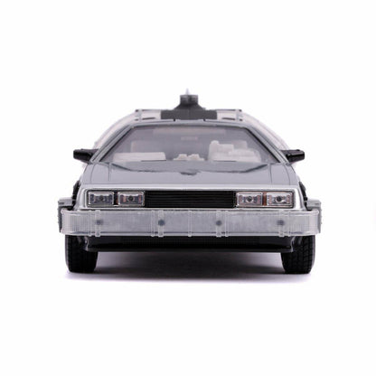 Back to the Future Part II die-cast 1:24 scale "Hollywood Rides" light-up DeLorean Time Machine - MEGA POP COMICS 