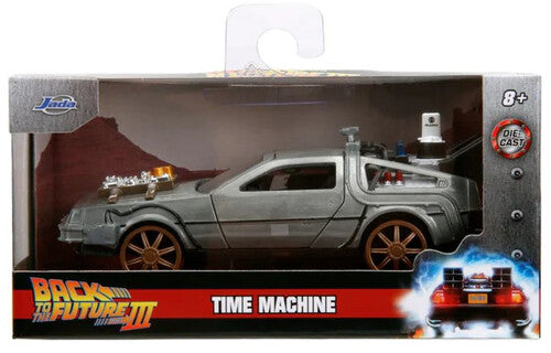 Back to the Future Part III die-cast 1:32 scale "Hollywood Rides" DeLorean Time Machine (railroad) - MEGA POP COMICS 