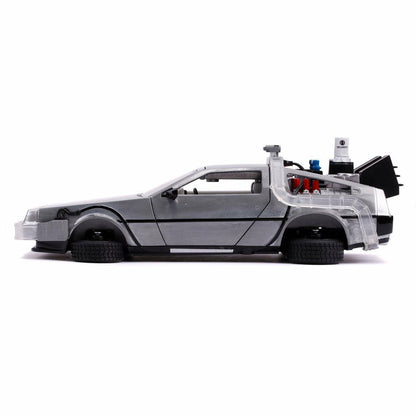 Back to the Future Part II die-cast 1:24 scale "Hollywood Rides" light-up DeLorean Time Machine - MEGA POP COMICS 