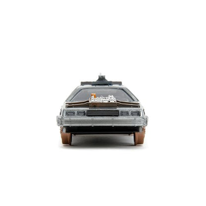 Back to the Future Part III die-cast 1:32 scale "Hollywood Rides" DeLorean Time Machine (railroad) - MEGA POP COMICS 