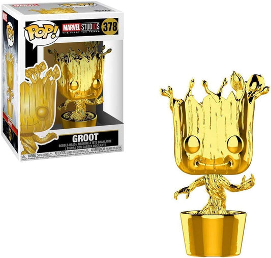 Funko Pop Marvel: Marvel Studios 10 - Groot (Gold Chrome) - MEGA POP COMICS 