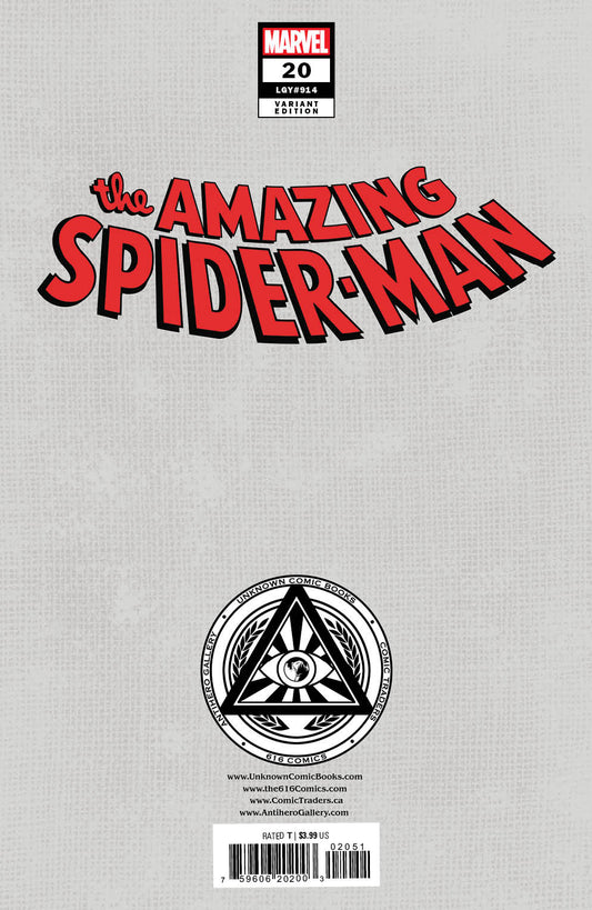 Amazing Spider-Man #20 Unknown Comics David Nakayama Exclusive Virgin Color Bleed Var (02/22/2023) - MEGA POP COMICS 