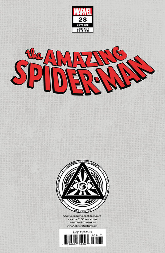 Amazing Spider-Man #28 Unknown Comics Kaare Andrews Exclusive Virgin Var (06/28/2023) - MEGA POP COMICS 