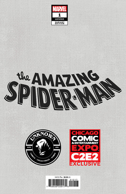 Amazing Spider-Man #1 Unknown Comics Nathan Szerdy C2E2 2025 Exclusive Black & White Var (04/09/2025) - MEGA POP COMICS 
