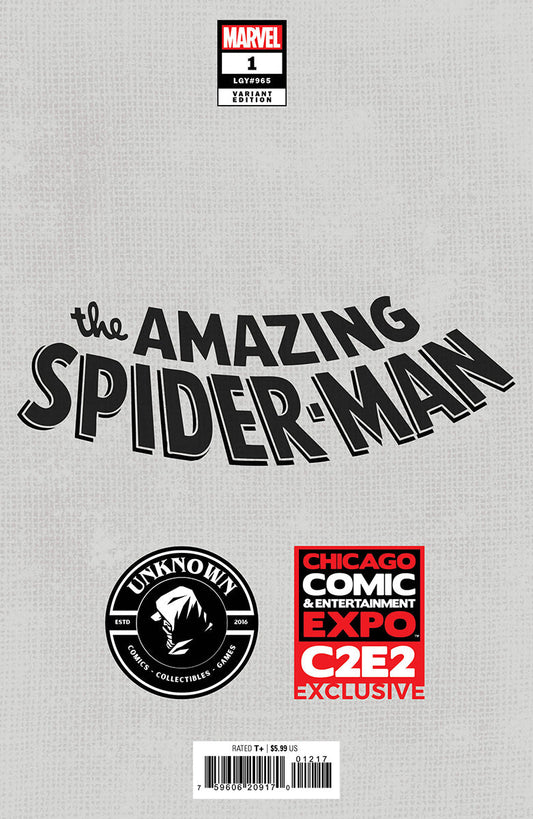 Amazing Spider-Man #1 Unknown Comics Nathan Szerdy C2E2 2025 Exclusive Black & White Var (04/09/2025) - MEGA POP COMICS 