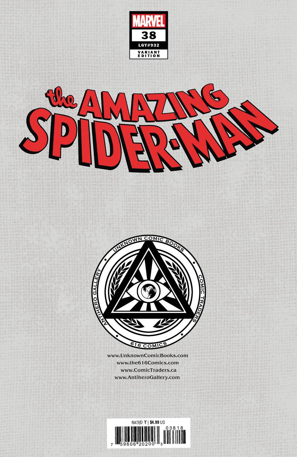 Amazing Spider-Man #38 [Gw] Unknown Comics Derrick Chew Exclusive Virgin Var (11/22/2023) - MEGA POP COMICS 
