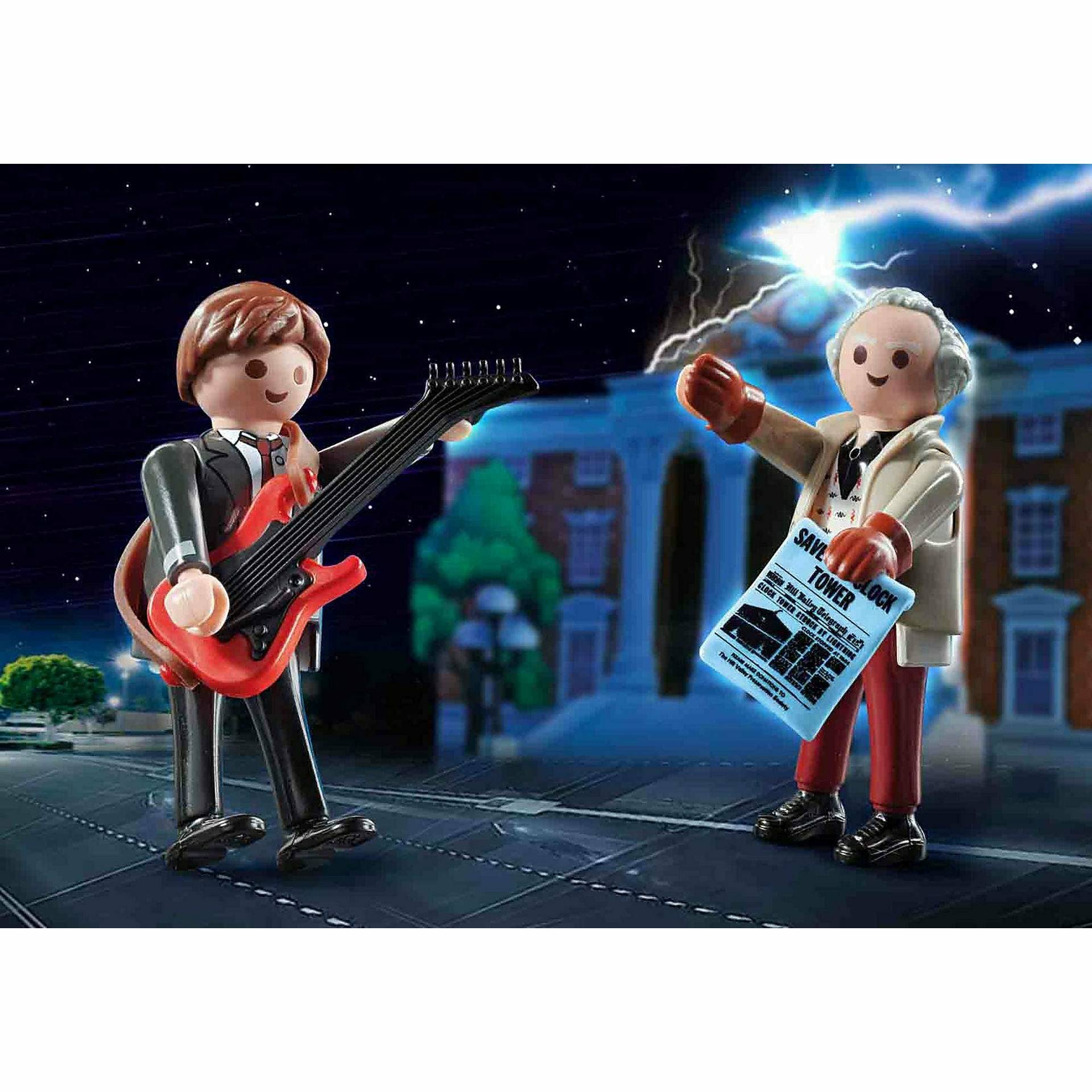Back to the Future Playmobil Marty McFly & Dr. Emmett Brown "1955 Edition" 6-piece vinyl figures 2-pack - MEGA POP COMICS 