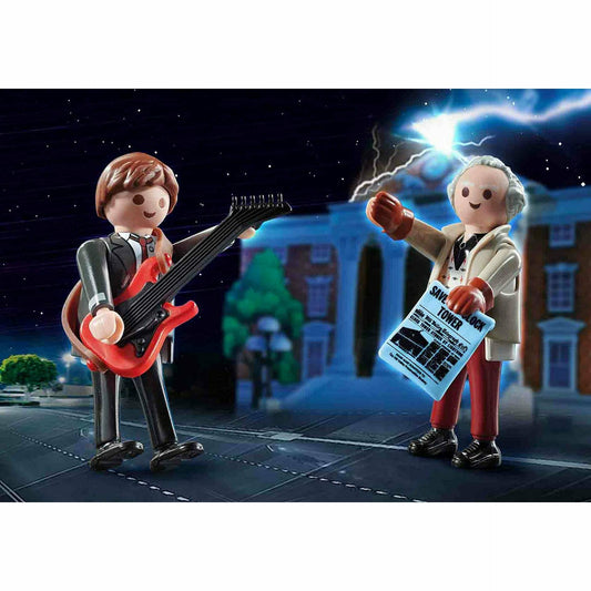 Back to the Future Playmobil Marty McFly & Dr. Emmett Brown "1955 Edition" 6-piece vinyl figures 2-pack - MEGA POP COMICS 