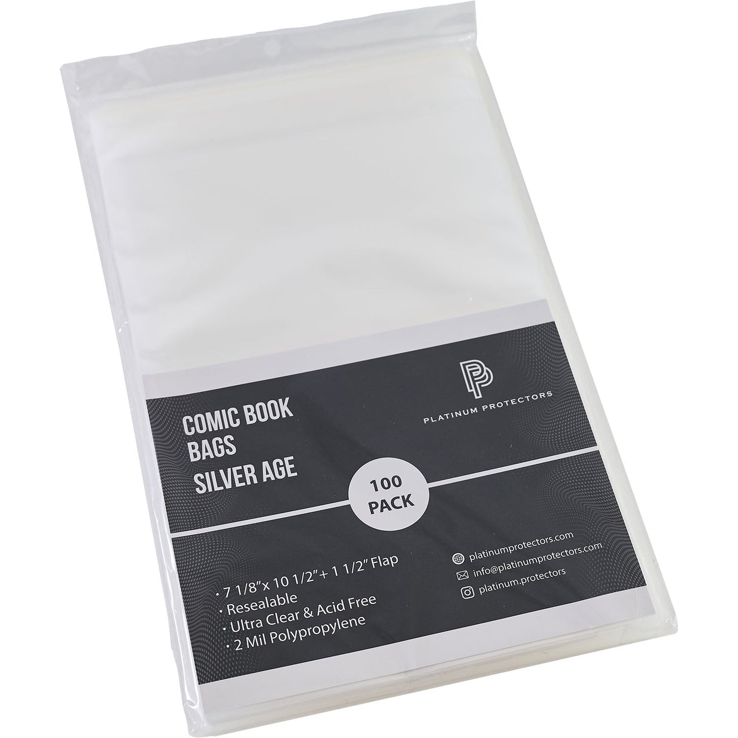 Platinum Protectors Comic Book Bags for Silver Age, Current/Modern with Resealable Strip - 100 Pack - MEGA POP COMICS 