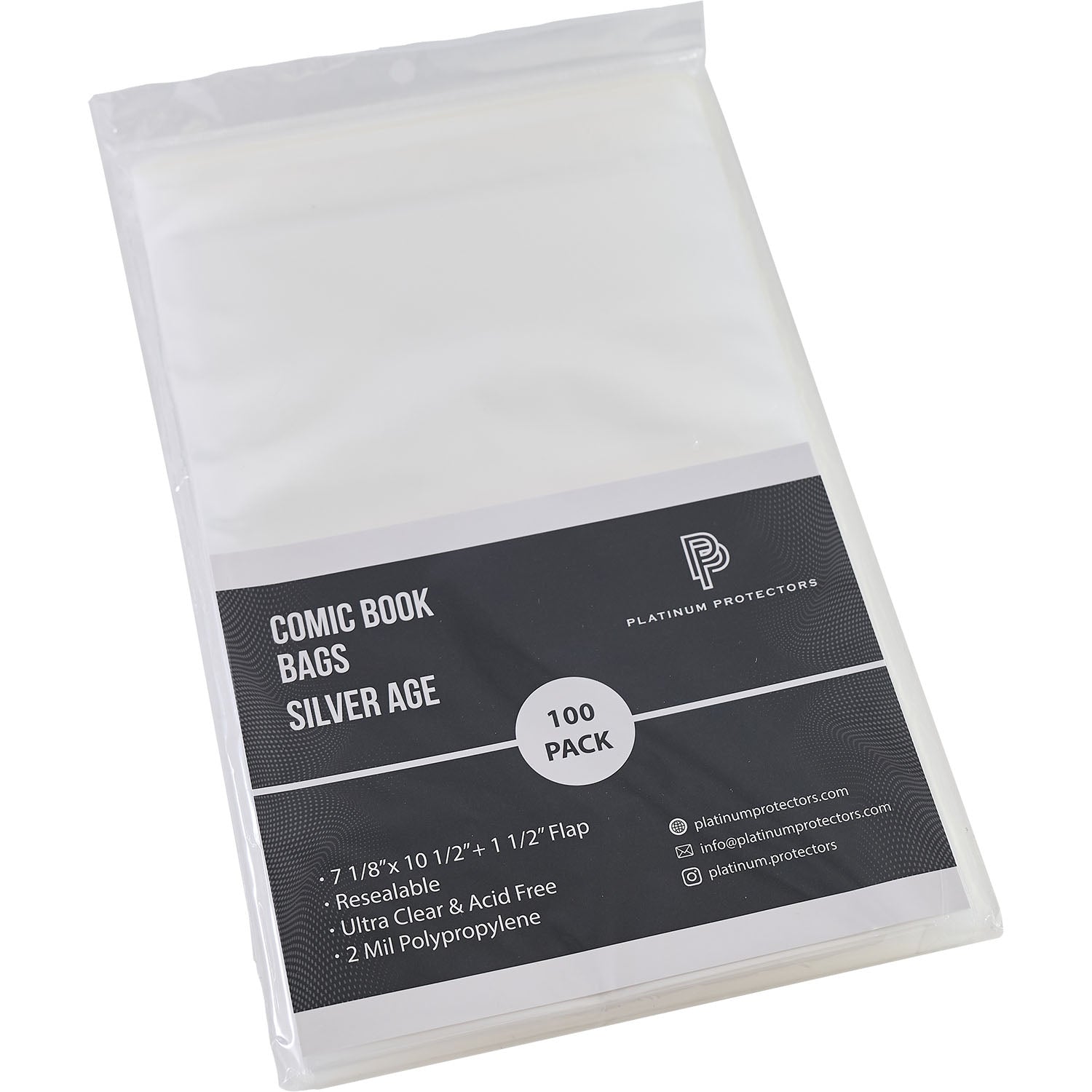 Platinum Protectors Comic Book Bags for Silver Age, Current/Modern with Resealable Strip - 100 Pack - MEGA POP COMICS 
