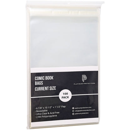 Platinum Protectors Comic Book Bags for Current/Modern with Resealable Strip - 100 Pack - MEGA POP COMICS 