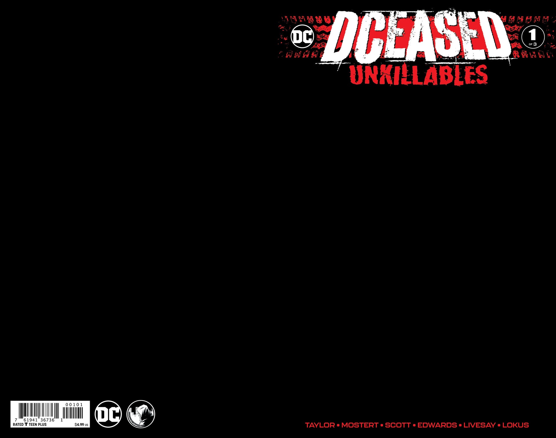 Dceased Unkillables #1 (Of 3) Unknown Comics Black Blank Exclusive Var (02/19/2020) - MEGA POP COMICS 