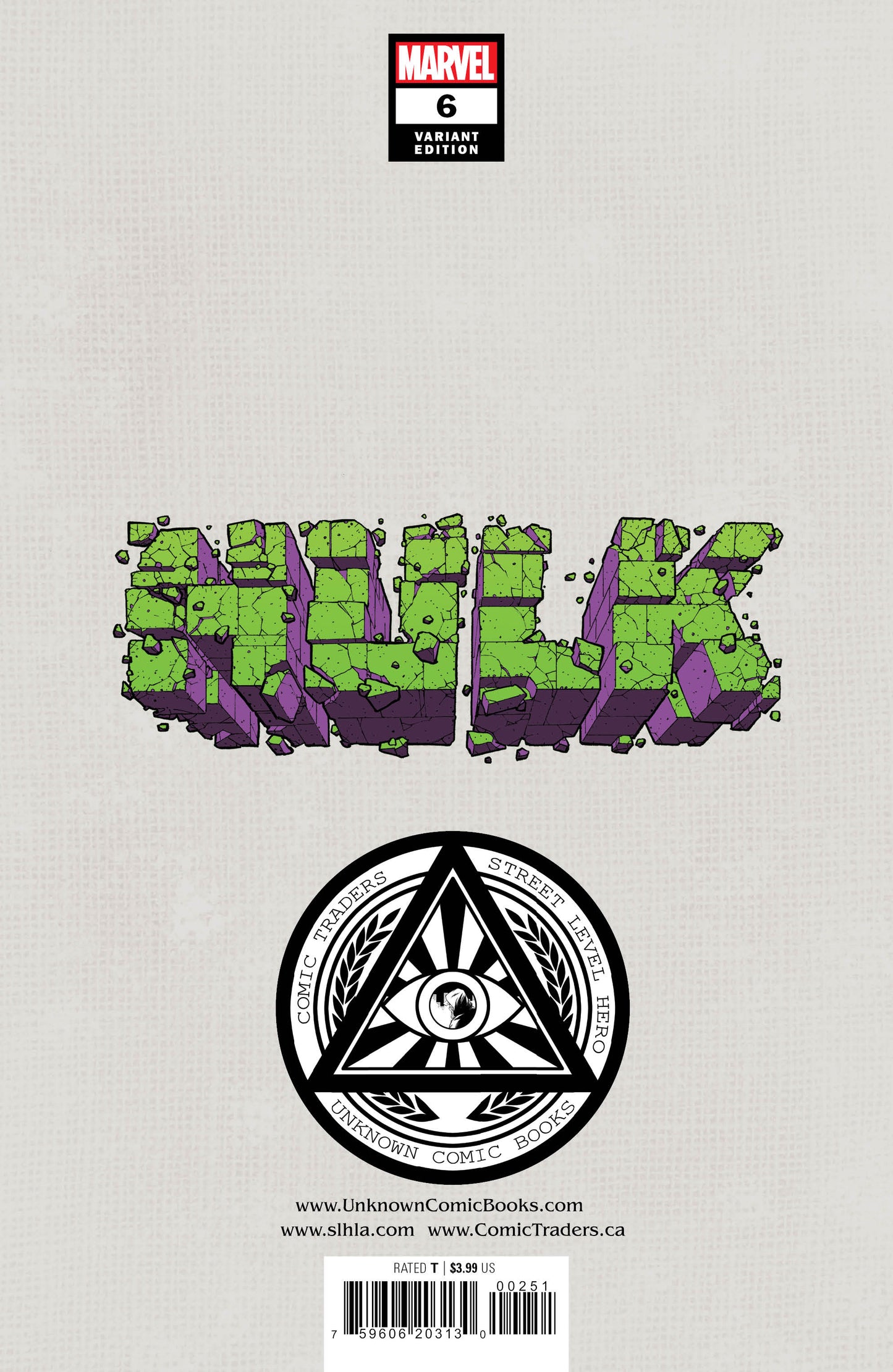 Hulk 6 Unknown Comics Will Sliney Exclusive Virgin Var (04/20/2022) - MEGA POP COMICS 
