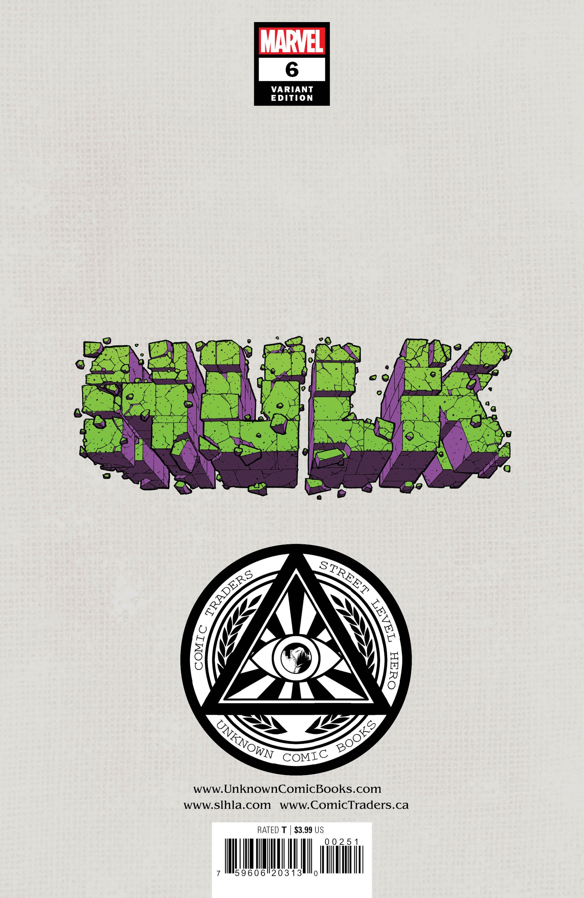 Hulk 6 Unknown Comics Will Sliney Exclusive Virgin Var (04/20/2022) - MEGA POP COMICS 