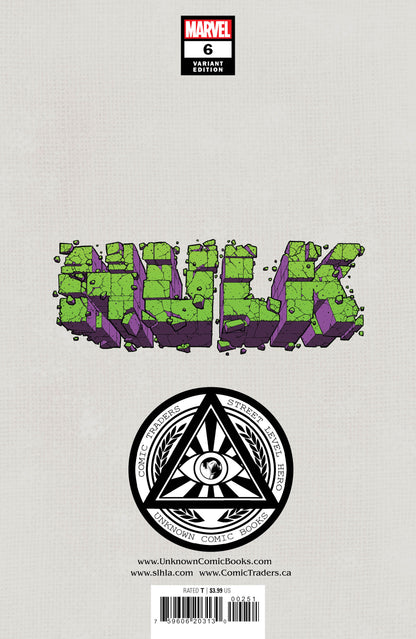 Hulk 6 Unknown Comics Will Sliney Exclusive Virgin Var (04/20/2022) - MEGA POP COMICS 