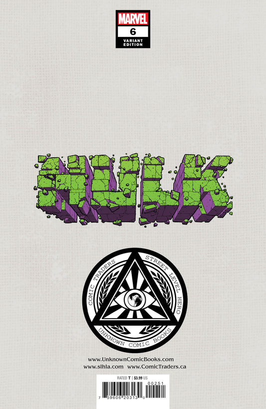 Hulk 6 Unknown Comics Will Sliney Exclusive Virgin Var (04/20/2022) - MEGA POP COMICS 