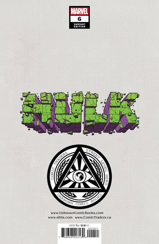 Hulk 6 Unknown Comics Will Sliney Exclusive Var (04/20/2022) - MEGA POP COMICS 