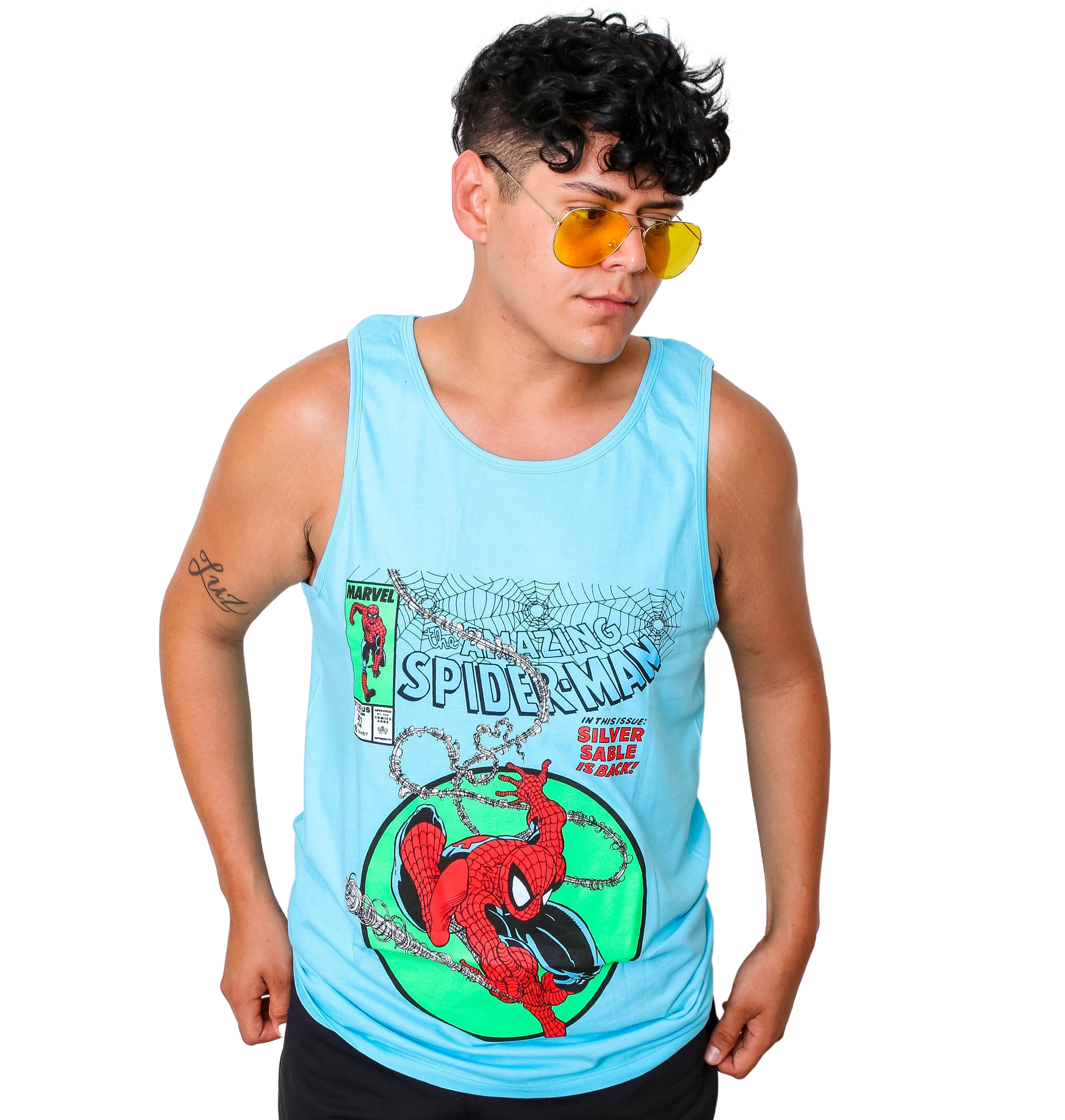 Spider-Man 90's Circle Marvel Comics Adult Tank Top - MEGA POP COMICS 