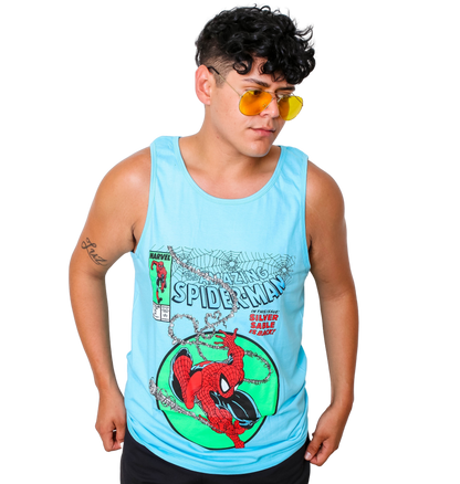Spider-Man 90's Circle Marvel Comics Adult Tank Top - MEGA POP COMICS 
