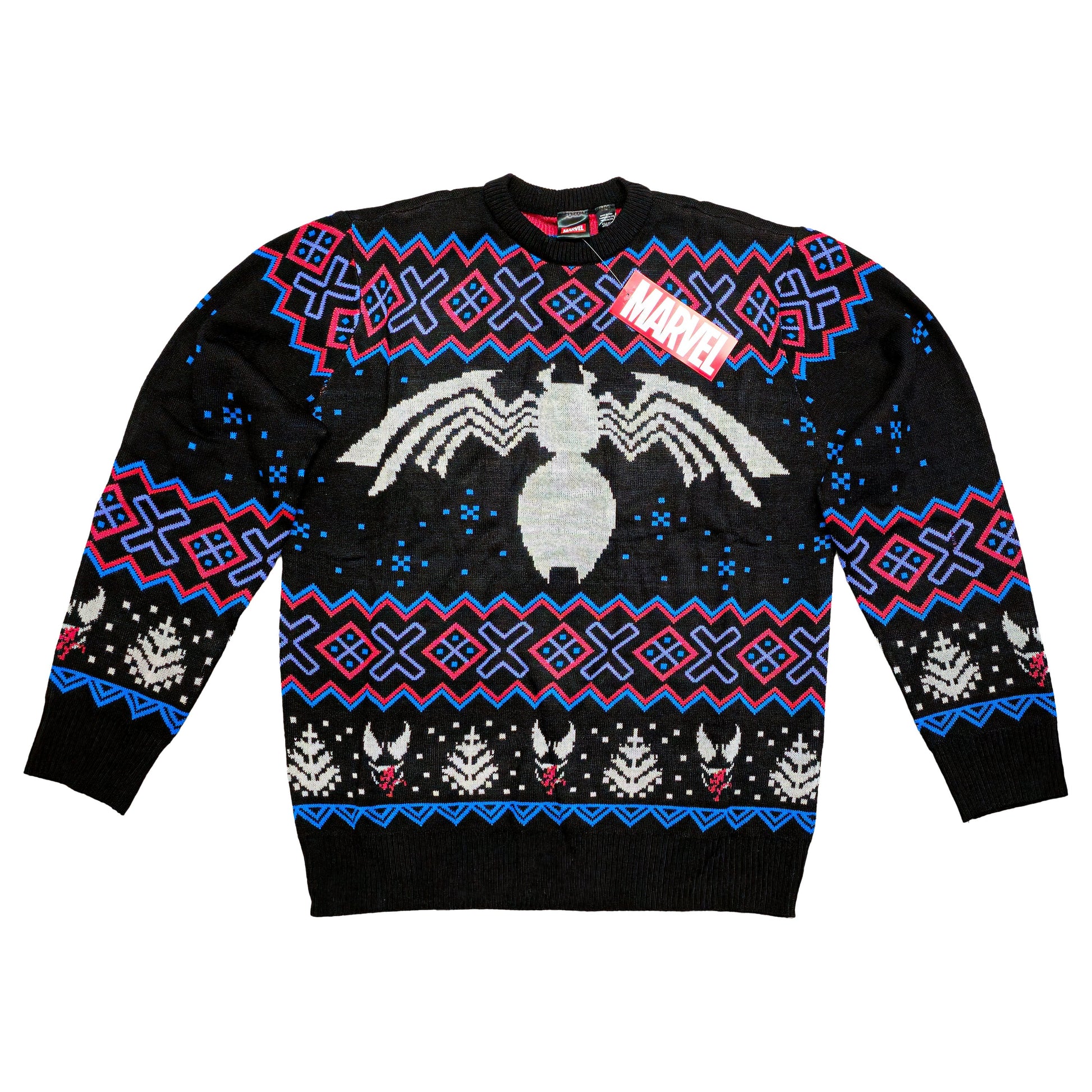 Marvel Venom Symbol Offcially Licesned Adult Holiday Ugly Christmas Sweater - MEGA POP COMICS 