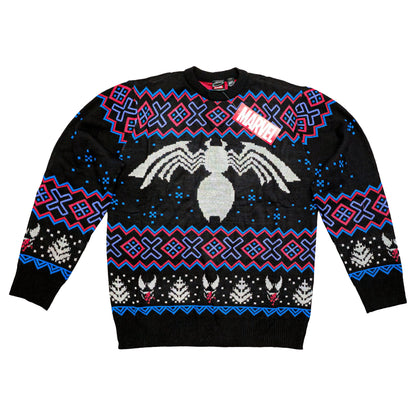 Marvel Venom Symbol Offcially Licesned Adult Holiday Ugly Christmas Sweater - MEGA POP COMICS 