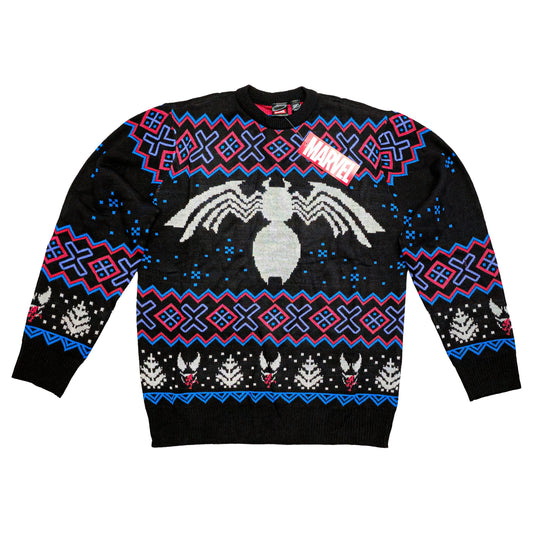 Marvel Venom Symbol Offcially Licesned Adult Holiday Ugly Christmas Sweater - MEGA POP COMICS 