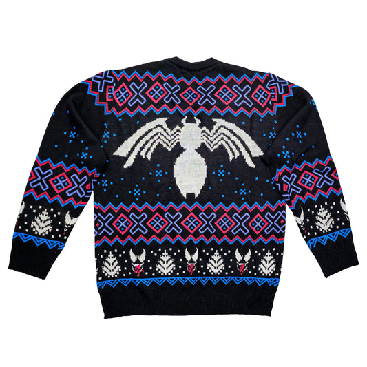 Marvel Venom Symbol Offcially Licesned Adult Holiday Ugly Christmas Sweater - MEGA POP COMICS 