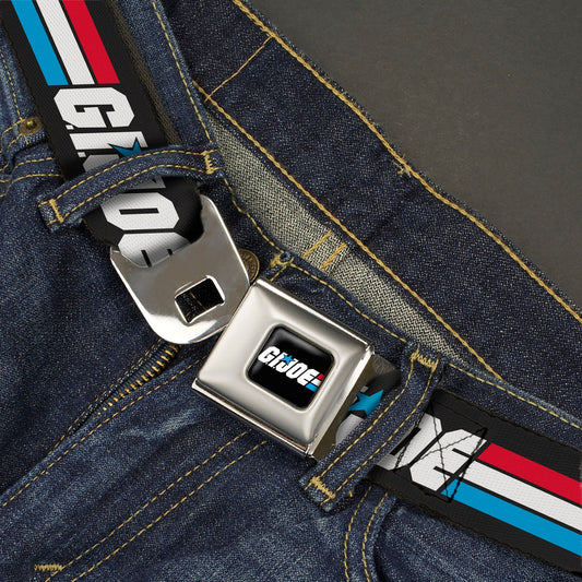 GI JOE Title Logo Stripe Full Color Black/Red/White/Blue Seatbelt Belt - GI JOE Title Logo Stripe Black/Red/White/Blue Webbing - MEGA POP COMICS 