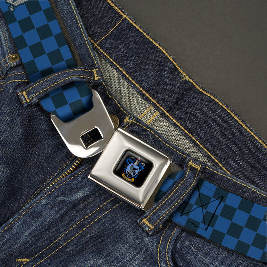 Ravenclaw Crest Full Color Seatbelt Belt - Harry Potter RAVENCLAW Checker Blues/Grays Webbing - MEGA POP COMICS 