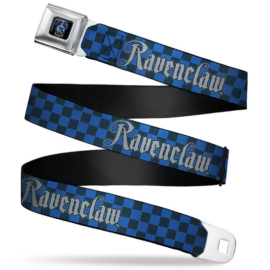Ravenclaw Crest Full Color Seatbelt Belt - Harry Potter RAVENCLAW Checker Blues/Grays Webbing - MEGA POP COMICS 