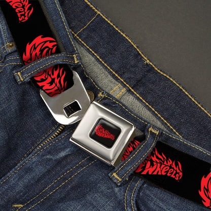 HOT WHEELS Flaming Logo Full Color Black/Red Seatbelt Belt - HOT WHEELS Flaming Logo Black/Red Webbing - MEGA POP COMICS 