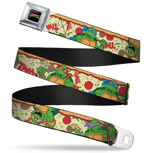 Classic TMNT Logo Full Color Seatbelt Belt - Classic TMNT Turtle Pizza Webbing - MEGA POP COMICS 
