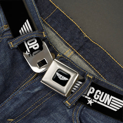 TOP GUN Title Logo Full Color Black/White Seatbelt Belt - TOP GUN Title Logo Black/White Webbing - MEGA POP COMICS 