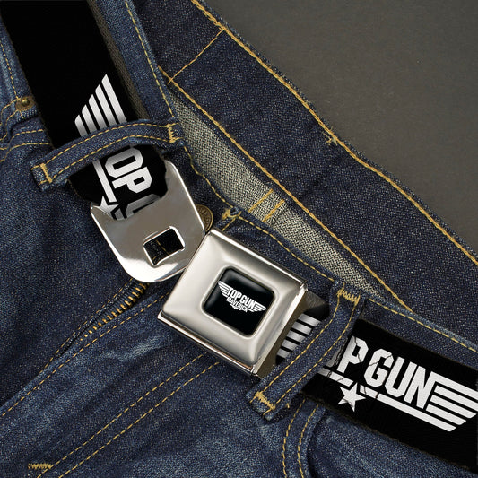 TOP GUN Title Logo Full Color Black/White Seatbelt Belt - TOP GUN Title Logo Black/White Webbing - MEGA POP COMICS 