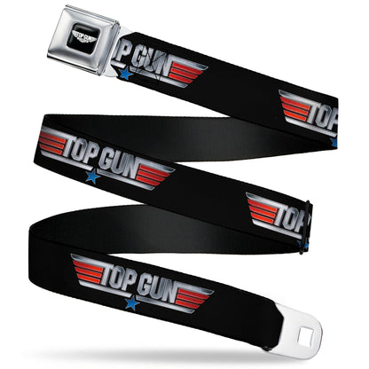 TOP GUN Title Logo Full Color Black/White Seatbelt Belt - TOP GUN Title Logo Black/Silver/Red/Blue Webbing - MEGA POP COMICS 