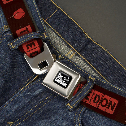 THE GODFATHER Title Logo Full Color Black/White Seatbelt Belt - The Godfather THE DON Blocks and Rose Black/Red Webbing - MEGA POP COMICS 