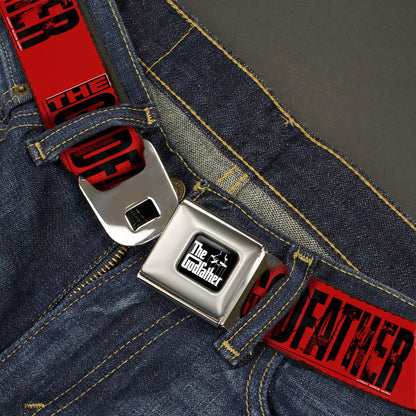 THE GODFATHER Title Logo Full Color Black/White Seatbelt Belt - THE GODFATHER Weathered Text Logo Red/Black Webbing - MEGA POP COMICS 