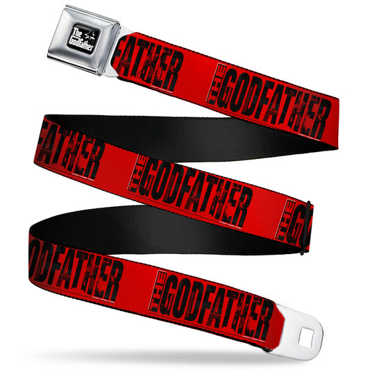 THE GODFATHER Title Logo Full Color Black/White Seatbelt Belt - THE GODFATHER Weathered Text Logo Red/Black Webbing - MEGA POP COMICS 