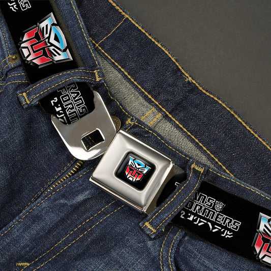 Transformers Autobots Icon Full Color Black/Blues/Red/White Seatbelt Belt - TRANSFORMERS Autobots Cybertronian Icon Black/Blues/Red/White Webbing - MEGA POP COMICS 