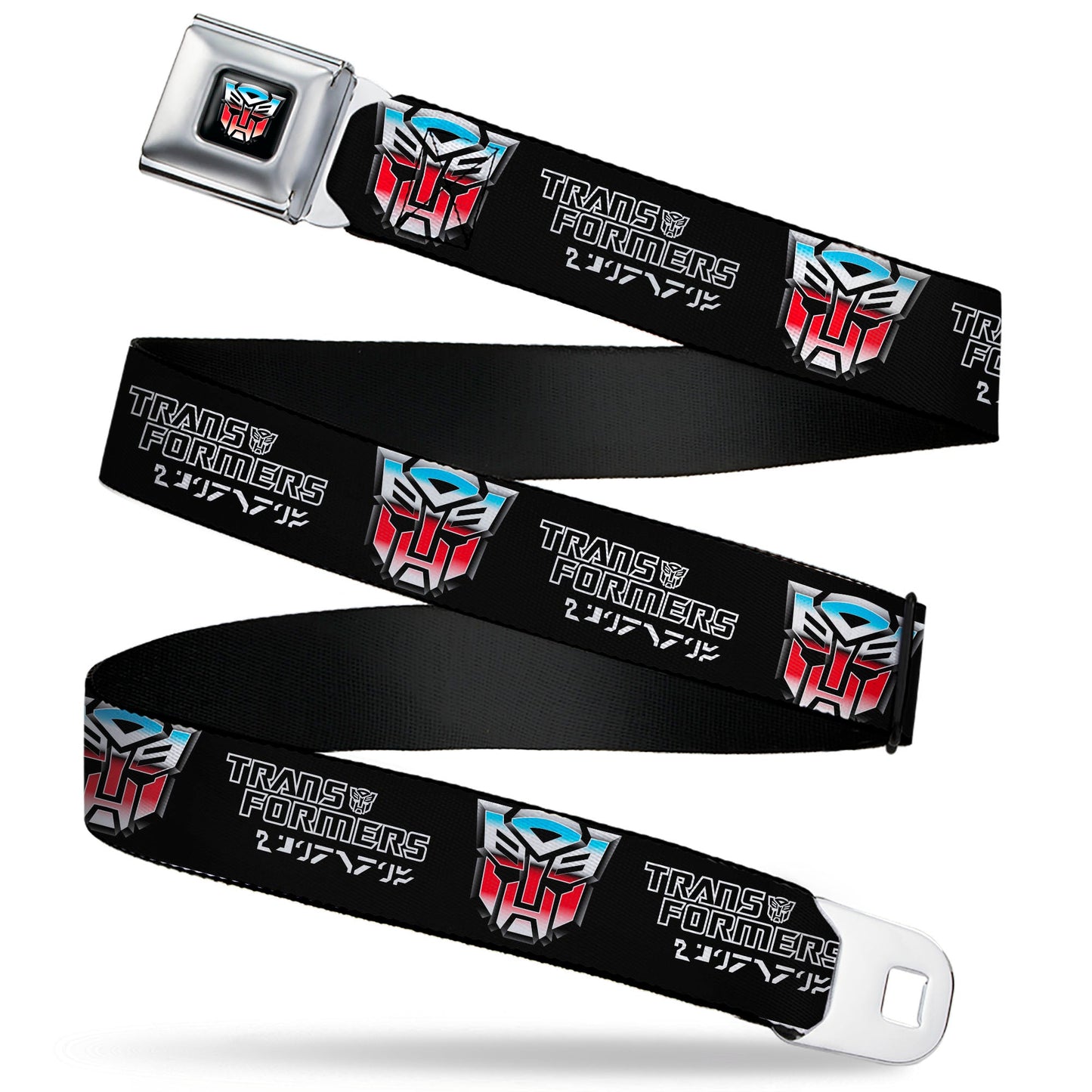 Transformers Autobots Icon Full Color Black/Blues/Red/White Seatbelt Belt - TRANSFORMERS Autobots Cybertronian Icon Black/Blues/Red/White Webbing - MEGA POP COMICS 