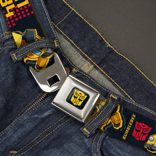 Transformers Autobots Icon Full Color Black/Yellow Seatbelt Belt - Transformers Generations BUMBLEBEE G1 84 Poses Autobot Icon Black/Yellows/Red Webbing - MEGA POP COMICS 