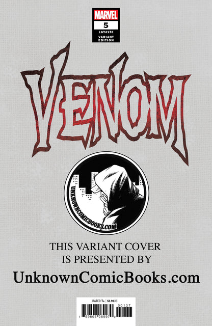 VENOM #5 UNKNOWN COMIC BOOKS VIRGIN VAR 8/22/2018 - MEGA POP COMICS 