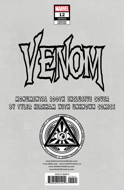 VENOM #12 UNKNOWN COMICS TYLER KIRKHAM EXCLUSIVE VAR (10/26/2022) - MEGA POP COMICS 