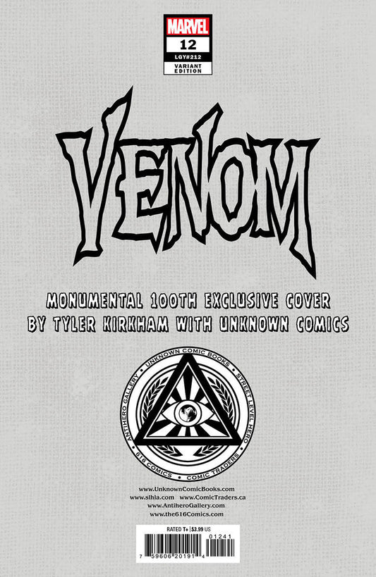 VENOM #12 UNKNOWN COMICS TYLER KIRKHAM EXCLUSIVE VAR (10/26/2022) - MEGA POP COMICS 