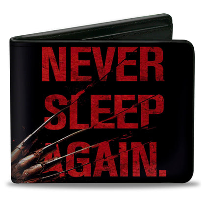 Bi-Fold Wallet - Freddy's Hand NEVER SLEEP AGAIN + A NIGHTMARE ON ELM STREET Black Red - MEGA POP COMICS 