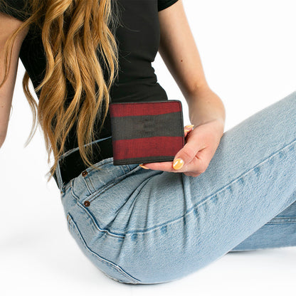 Bi-Fold Wallet - A NIGHTMARE ON ELM STREET Freddy's Sweater Stripes Red Black White - MEGA POP COMICS 