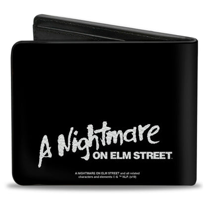 Bi-Fold Wallet - A Nightmare on Elm Street Freddy's Hand Scratching + Logo Black White Green Reds - MEGA POP COMICS 