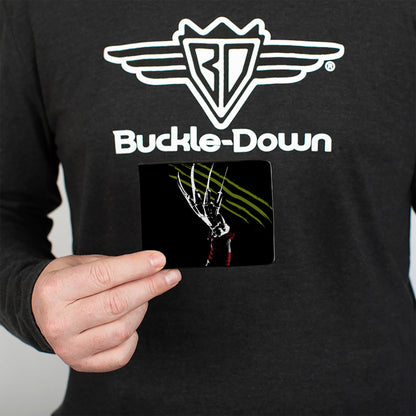 Bi-Fold Wallet - A Nightmare on Elm Street Freddy's Hand Scratching + Logo Black White Green Reds - MEGA POP COMICS 