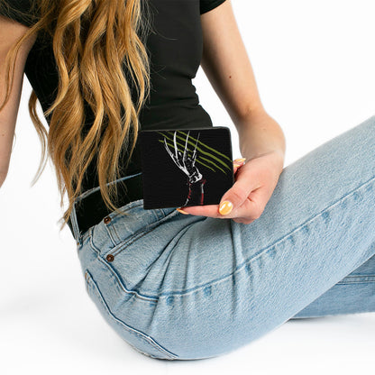 Bi-Fold Wallet - A Nightmare on Elm Street Freddy's Hand Scratching + Logo Black White Green Reds - MEGA POP COMICS 